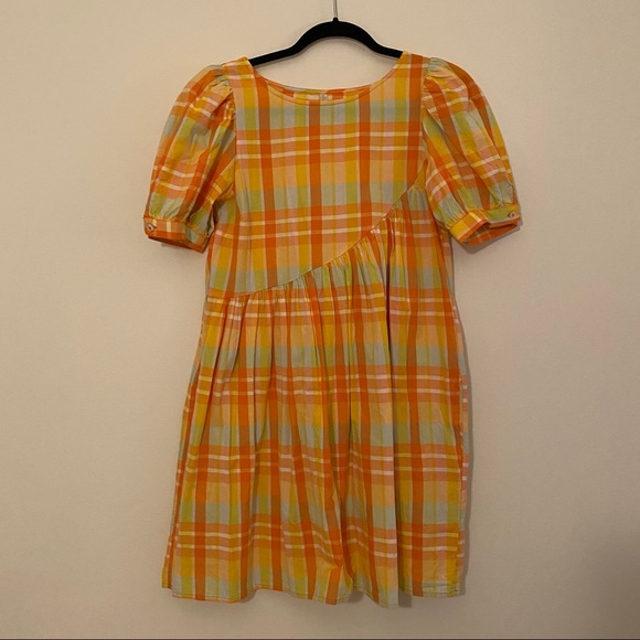 Urban Outfitters Orange Plaid Babydoll Dress - Picture 2 of 12